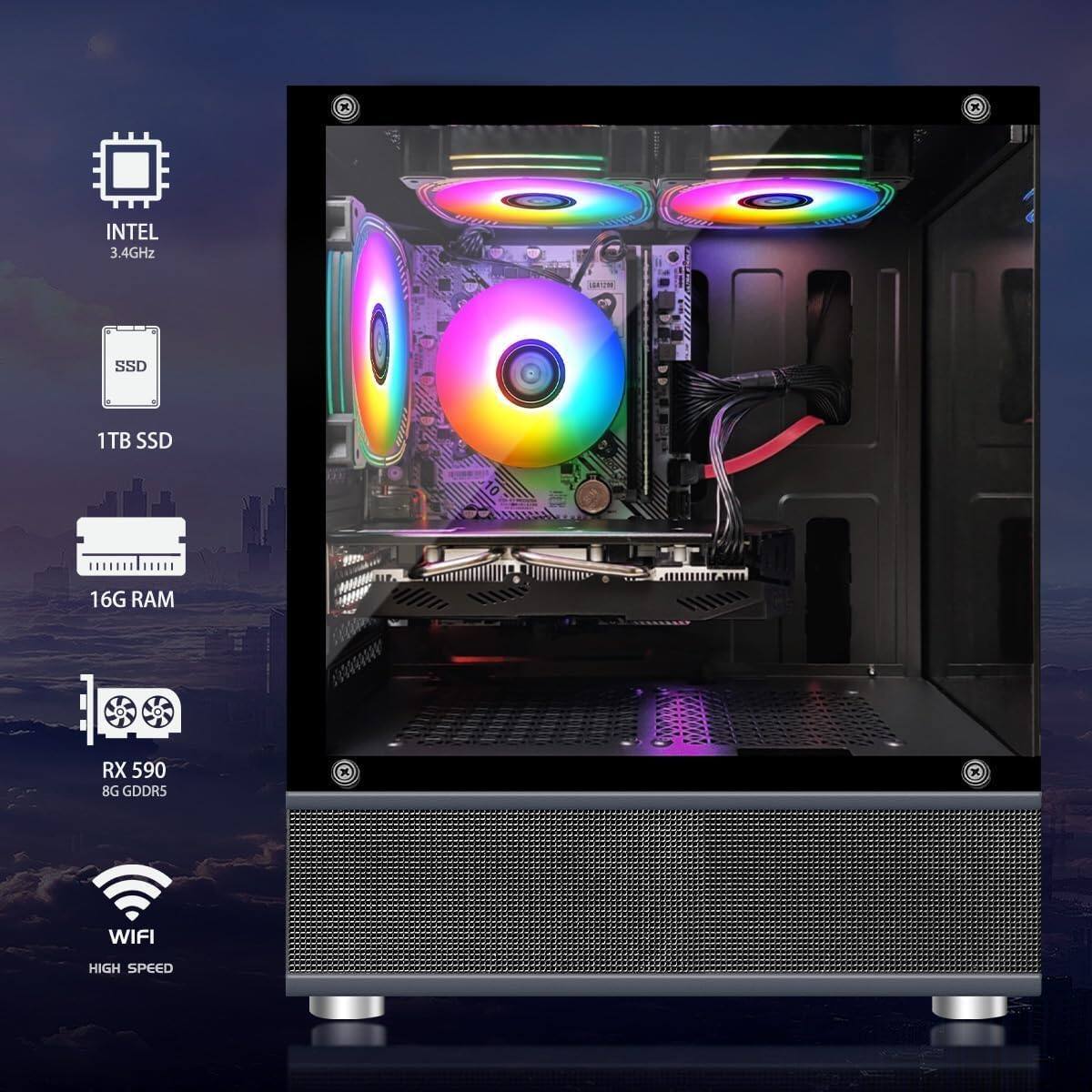 INTEL 3.4GHz  
1TB SSD  
16G RAM  
RX 590 8G GDDR5  
WIFI  
HIGH SPEED