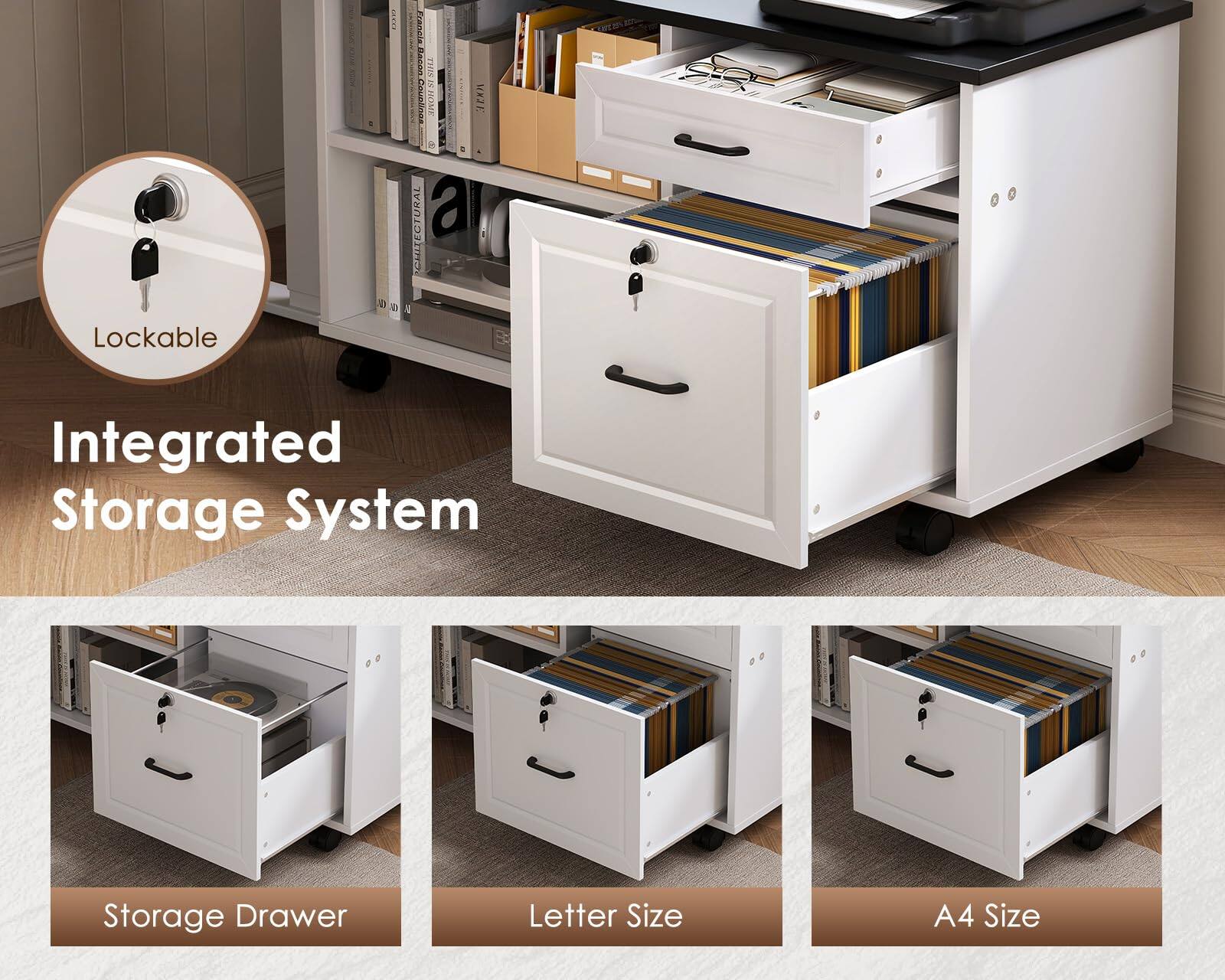 Lockable  
Integrated Storage System  
Storage Drawer  
Letter Size  
A4 Size