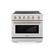 Front. ZLINE - Autograph 36 in. 5.2 cu. ft. Paramount Freestanding Induction Range with 5 Burners and Electric Oven w/ Bronze Accents - Stainless Steel.