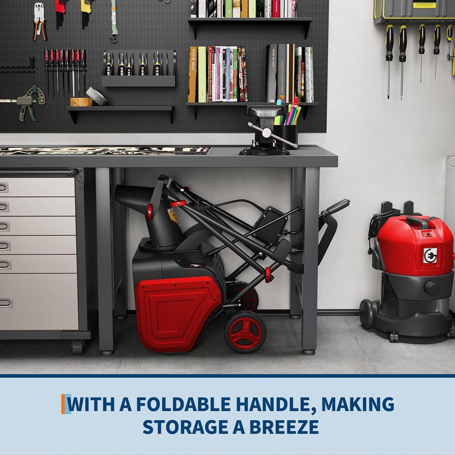 WITH A FOLDABLE HANDLE, MAKING STORAGE A BREEZE