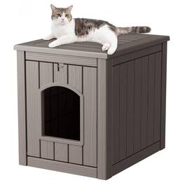 Yardgrace - Outdoor Pet House Weatherproof Resin for Outdoor Pets, Durable Insulated Shelter for Garden Patio - Brown