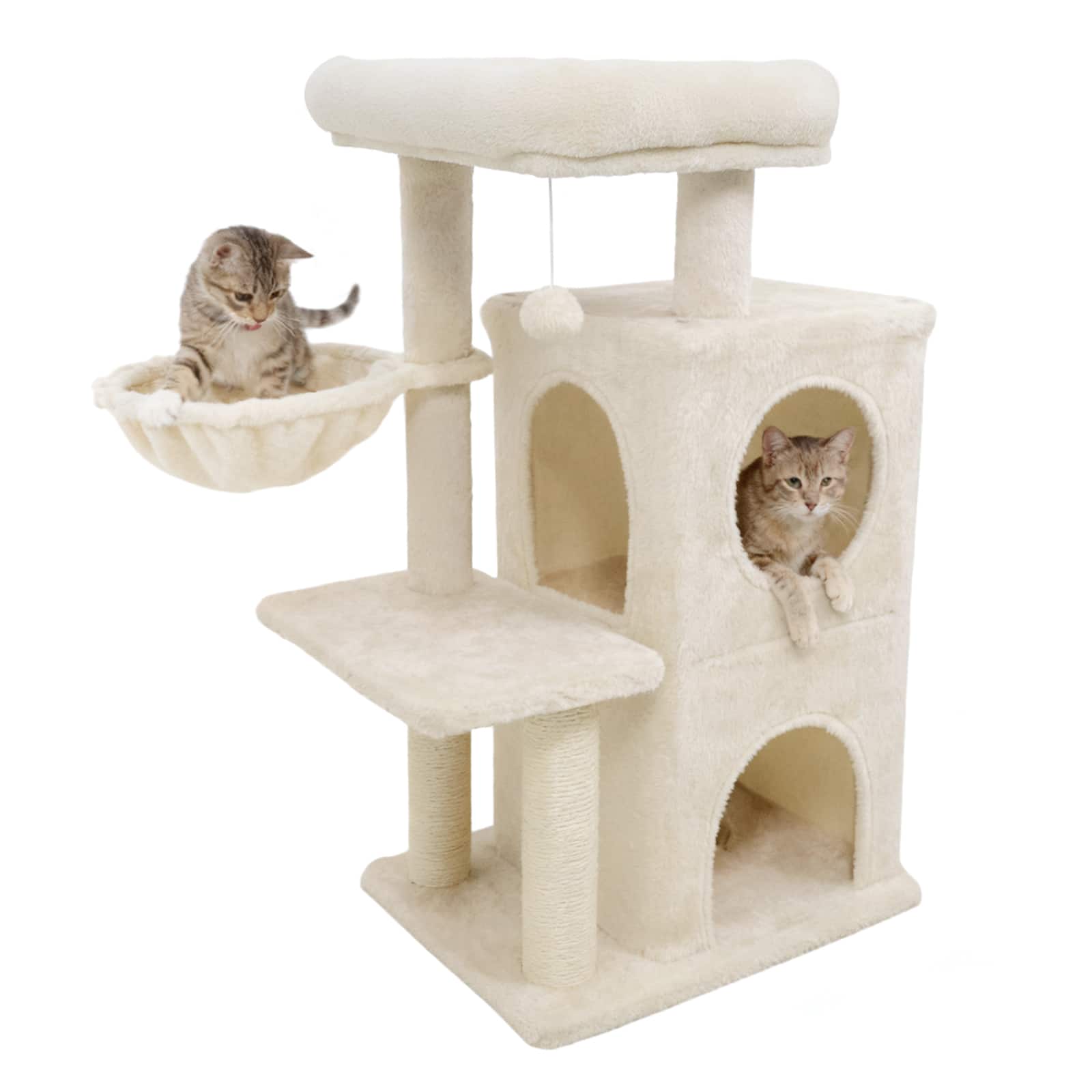 Gymax - 33.5'' Cat Tree w/ 2-Tier Condo Padded Plush Top Perch Sisal Scratching Posts Beige price history on PriceWatchPro