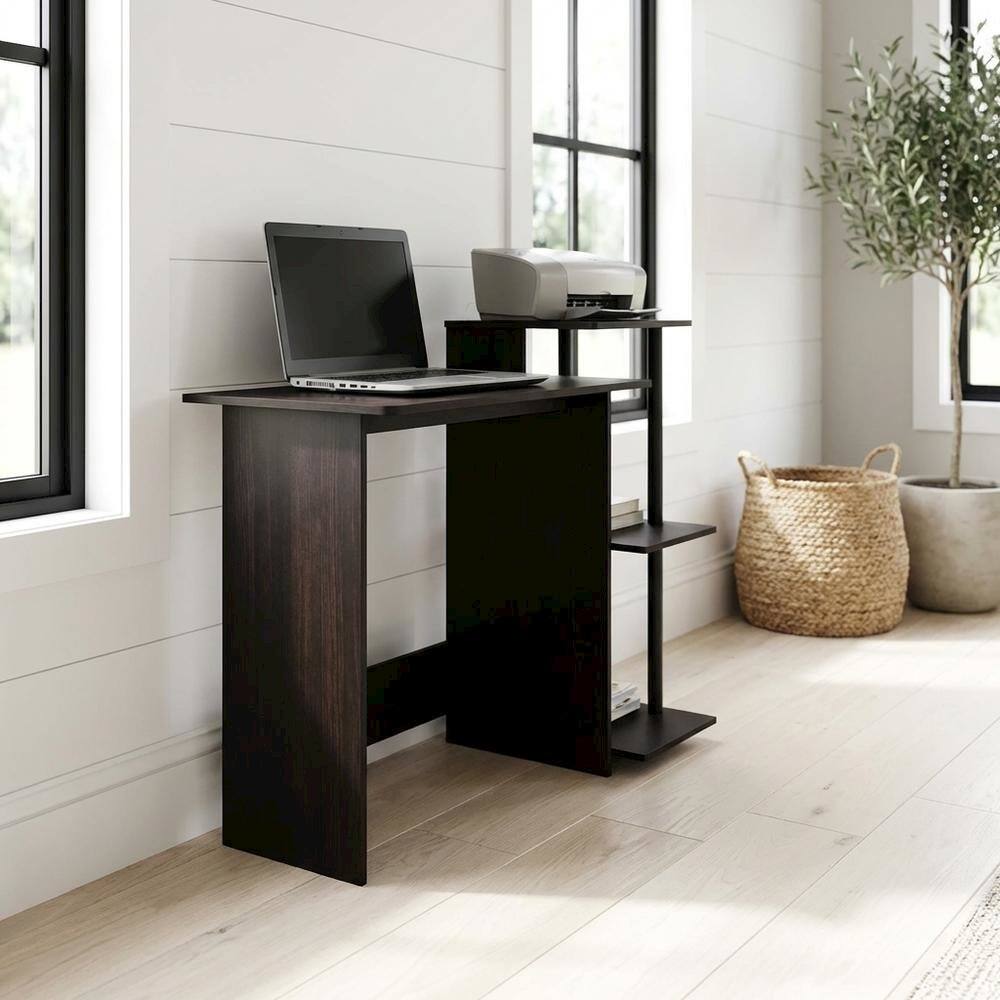 Angle. BisonOffice - Espresso and Black Home Office Desk with Spacious Work Surface and Sturdy Build - Espresso/Black.