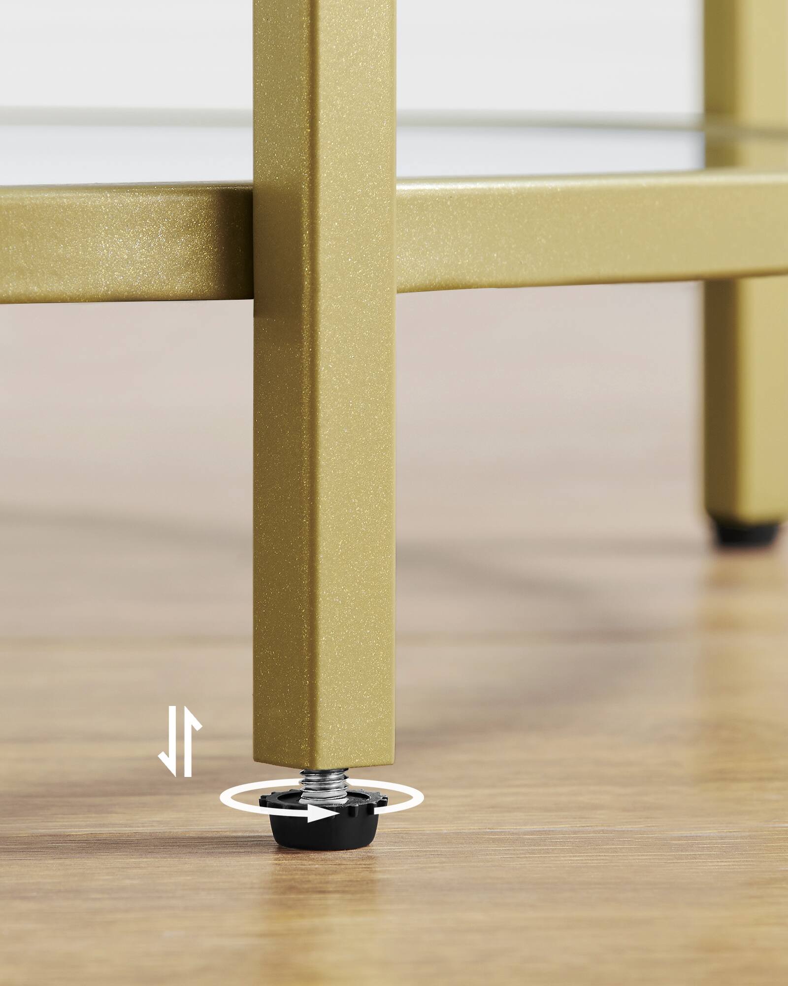 Alt View 2. Songmics Home - Round Side Table, Glass End Table with Metal Frame, Gold Coffee Table with Modern Style, for Living Room, Balcony - Gold.