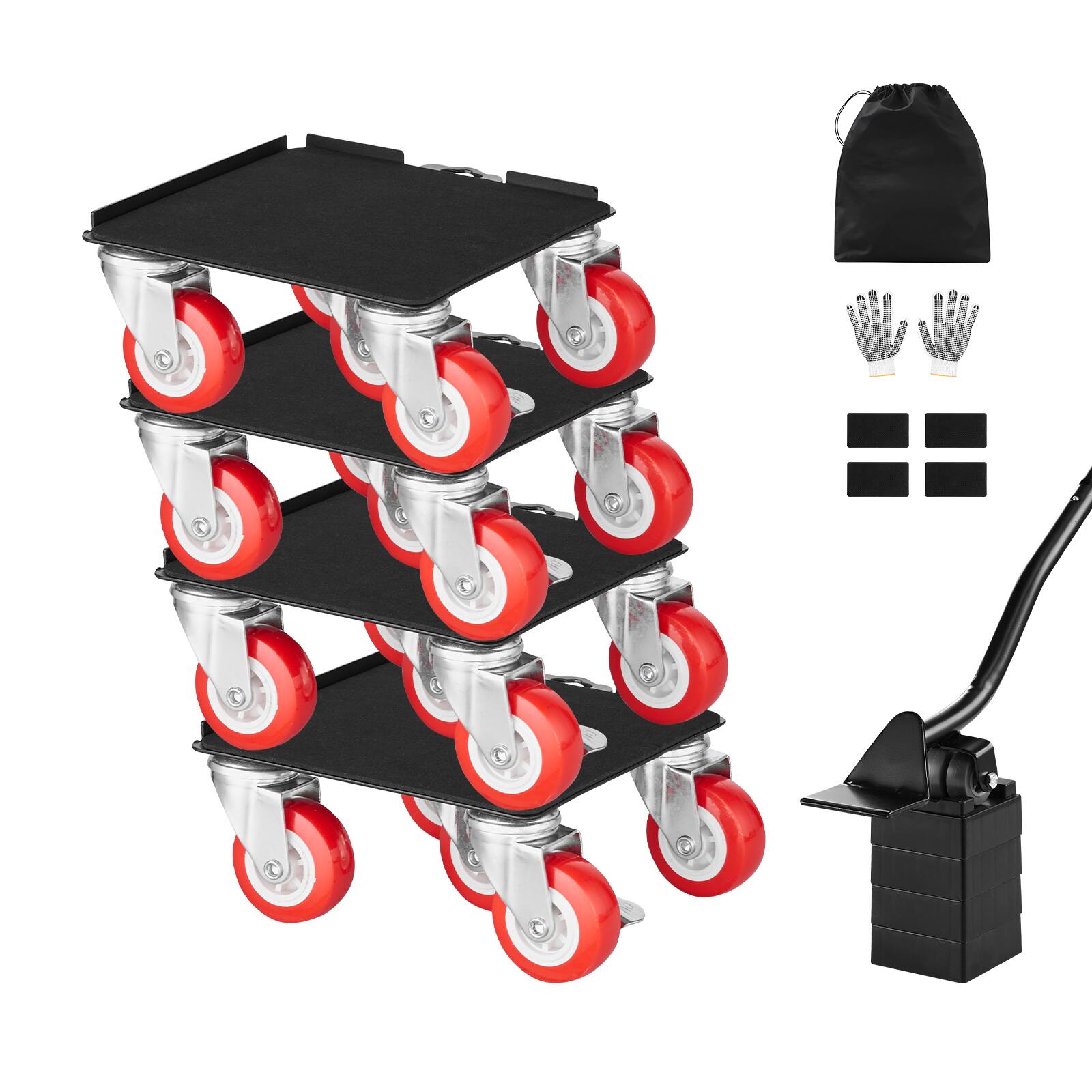 Alt View 5. VEVOR - Furniture Dolly, Maximum Load 3474 lbs, Heavy Duty Furniture Movers with 5 360° Rotation Wheels - Black.