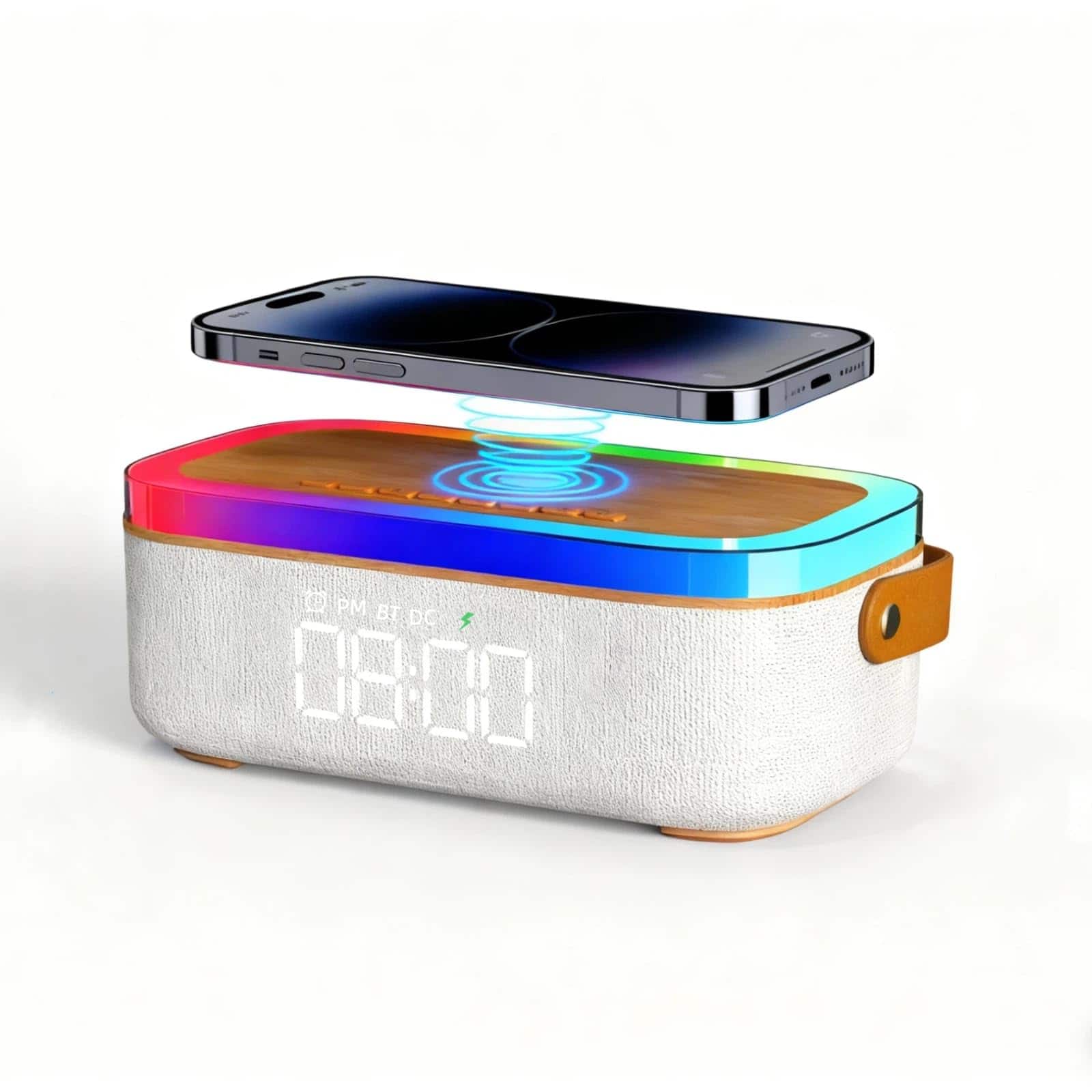 Dazzed Corner - 4-in-1 Alarm Clock with Bluetooth Speaker, RGB Mood Light - Brown