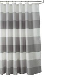 Olivia Gray - Glamor Fade-resistant Striped Waffle Jacquard Shower Curtain with 1 Stitched Buttonholes 70" x 72" - Silver