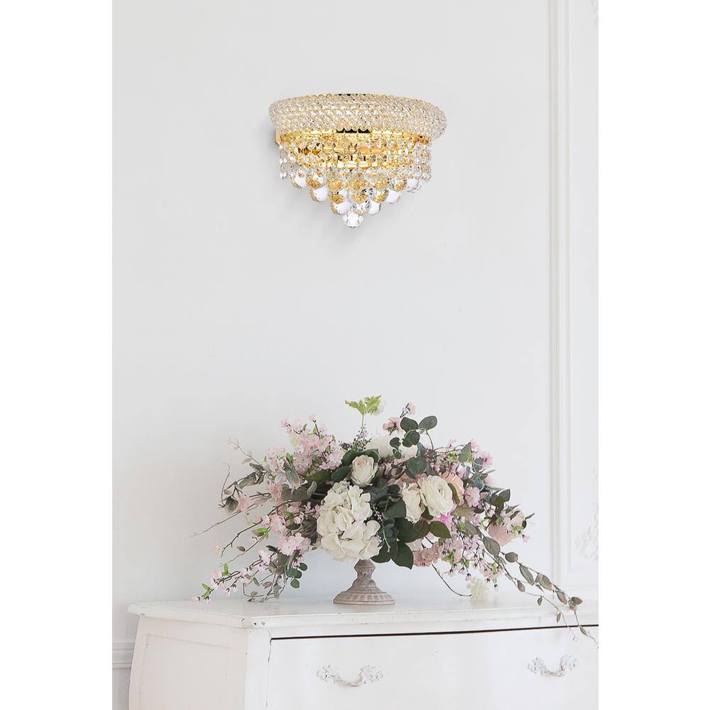 Alt View 1. Elegant Lighting - Primo 2 light Gold Wall Sconce Clear Royal Cut Crystal - Gold.