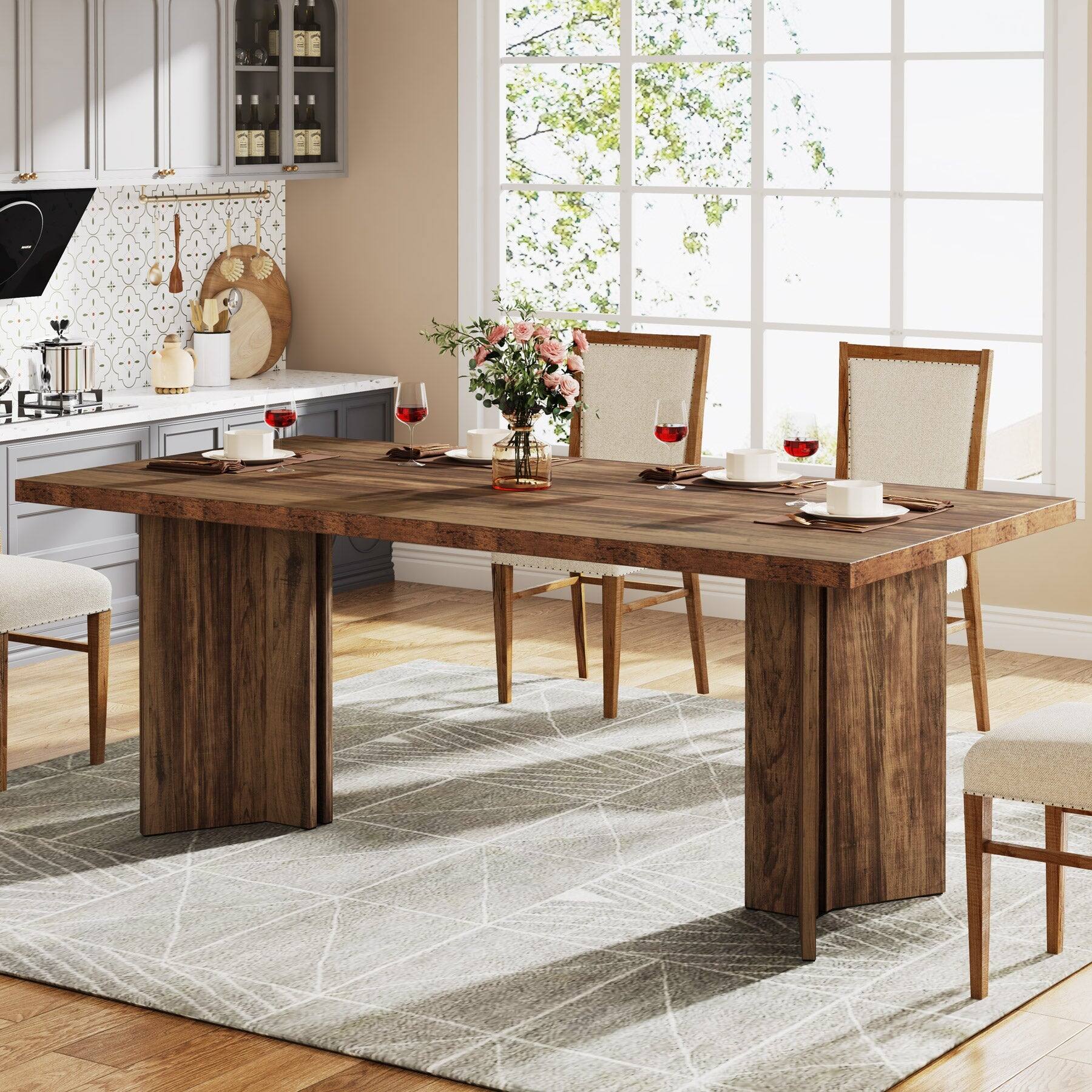 Tribesigns Farmhouse Work Table with Engineered Wood Construction and ...