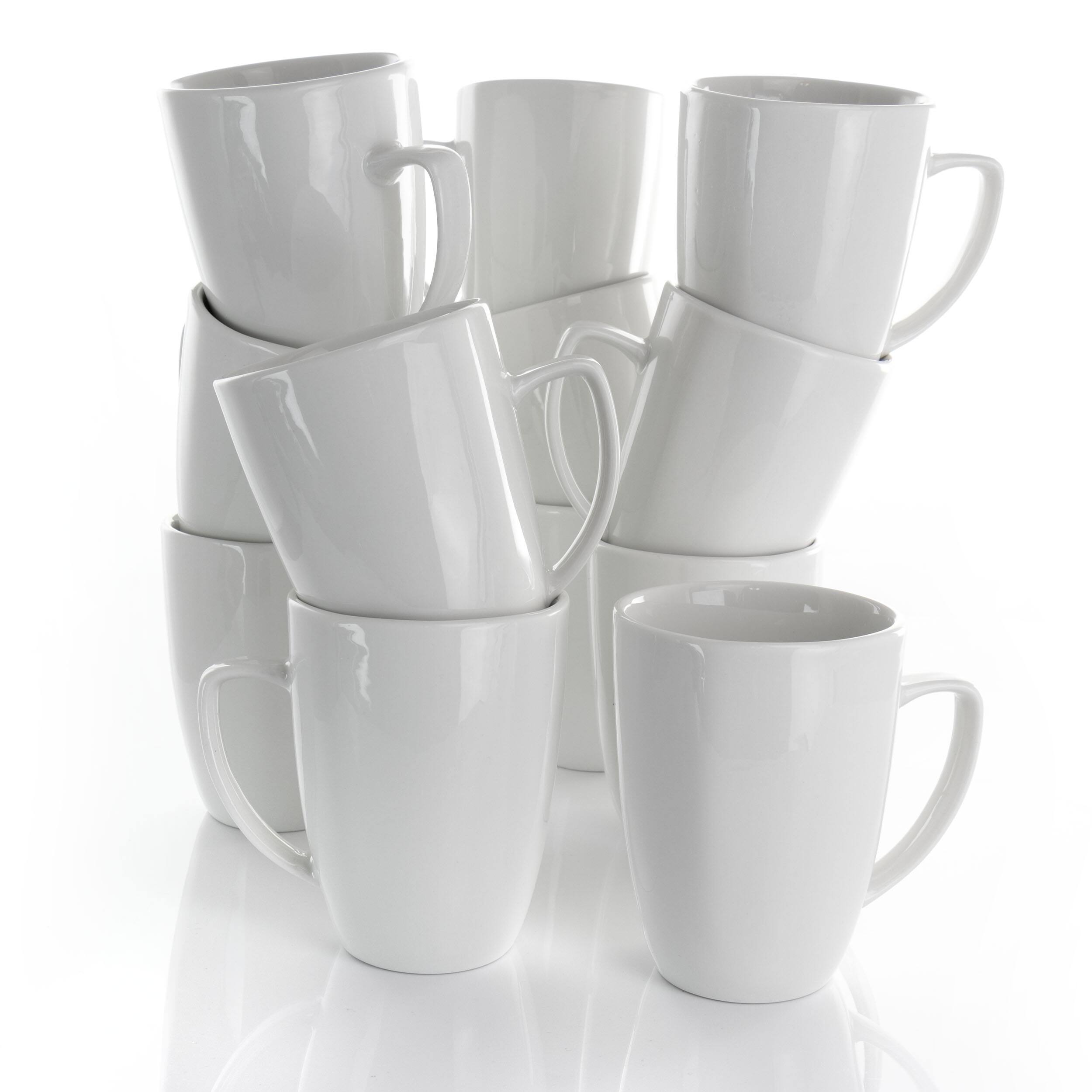 Alt View 1. Elama - Elama Riley 12 Piece 12 Ounce Porcelain Mug Set in White - White.