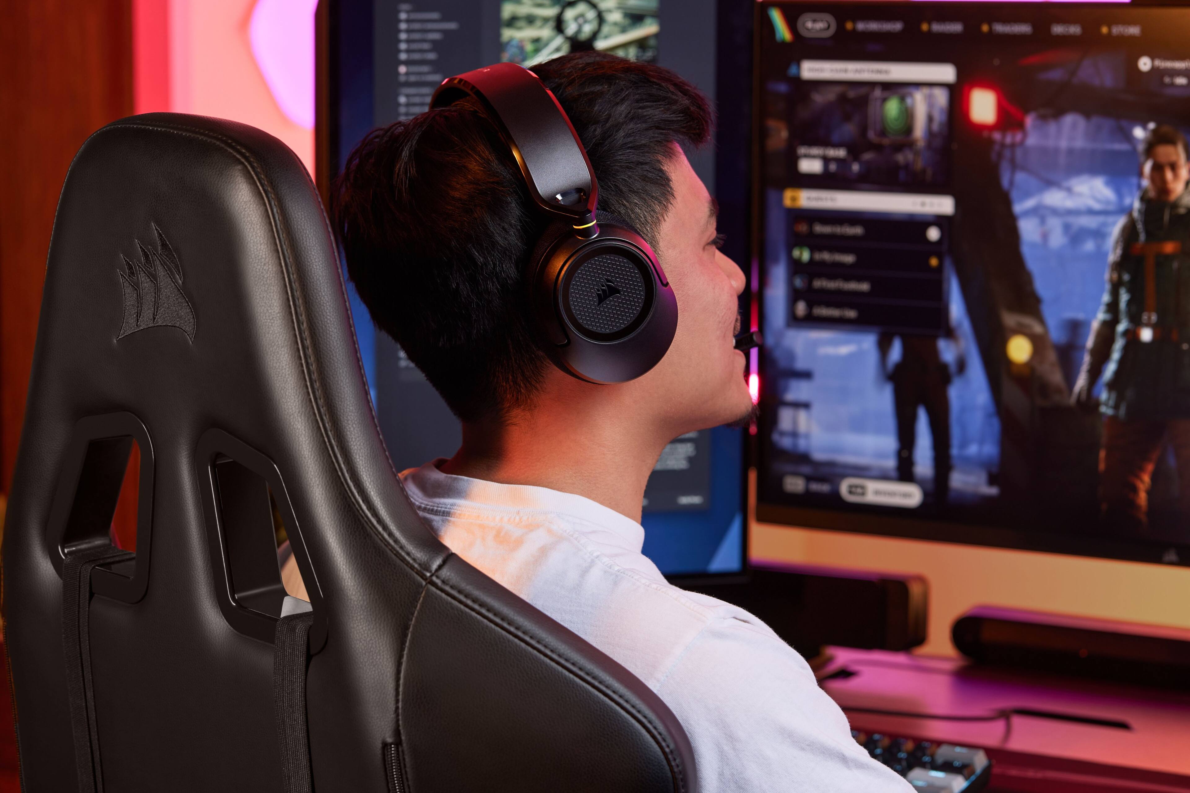Alt View 13. CORSAIR - HS35 v3 Wireless Over-the-Ear Gaming Headset for PC,PS5,PS4, Nintendo Switch and Mobile - Carbon.
