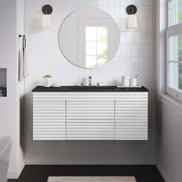 Render 48" Wall-Mount Bathroom Vanity Basin Included by Modway - White Black