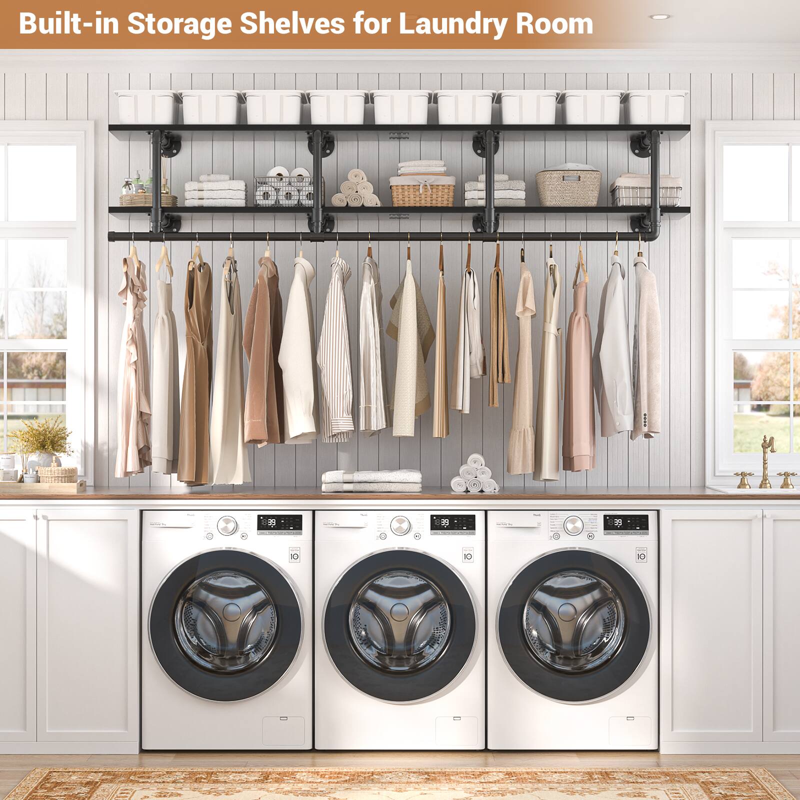 Built-in Storage Shelves for Laundry Room