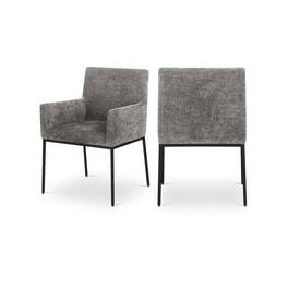 Meridian Furniture - Reeves Grey Chenille Fabric Dining Chair, Set of 2 - Gray