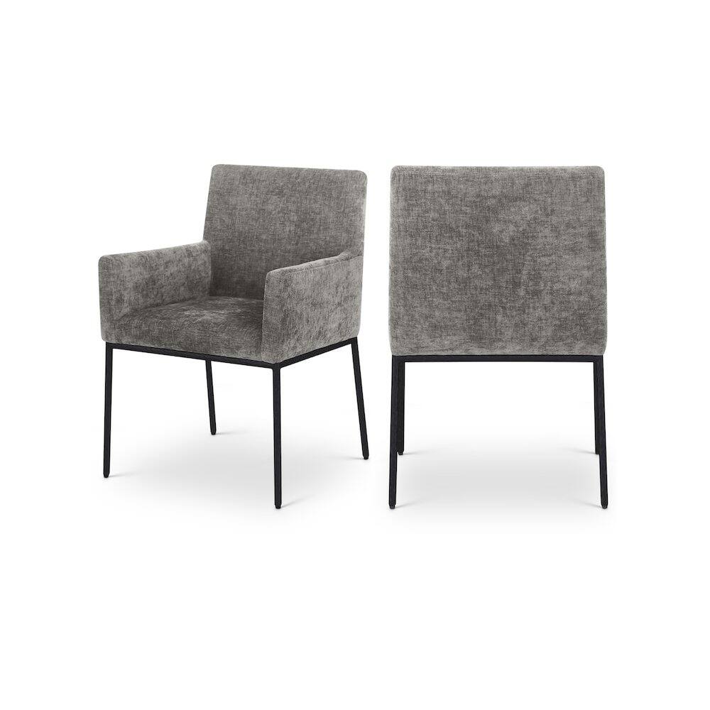 Front. Meridian Furniture - Reeves Grey Chenille Fabric Dining Chair, Set of 2 - Grey.