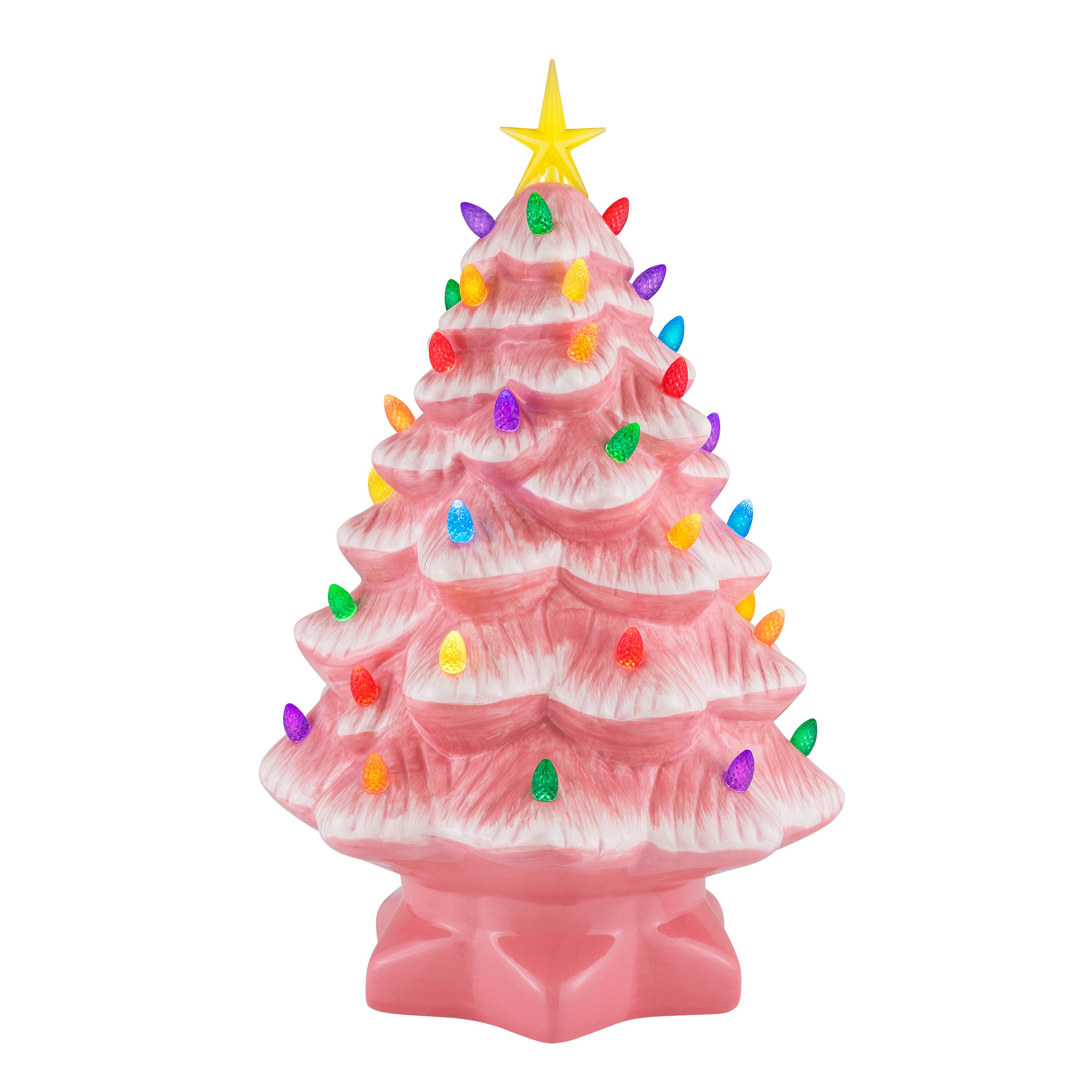 Front. Mr Christmas - 14" Nostalgic Christmas Tree - Pink.