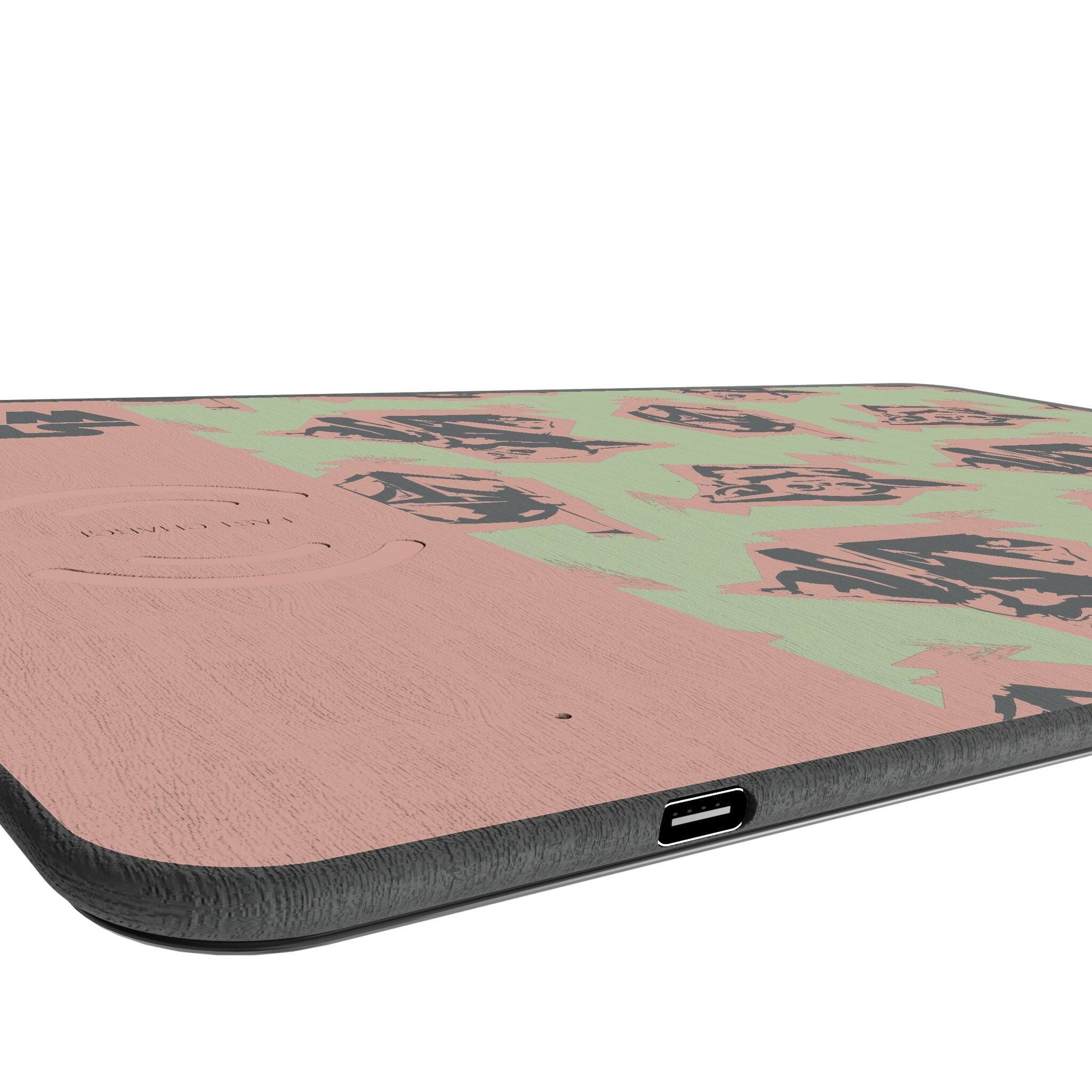 Left. Keyscaper - Star Wars: The Mandalorian Pattern 15-Watt Wireless Charger and Mouse Pad - Grogu.