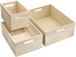 Sorbus - 3 Pack Unfinished Wood Crates - Organizer Bins, Wooden Box for Pantry Organizer Storage, Closet, Arts & Crafts - Brown
