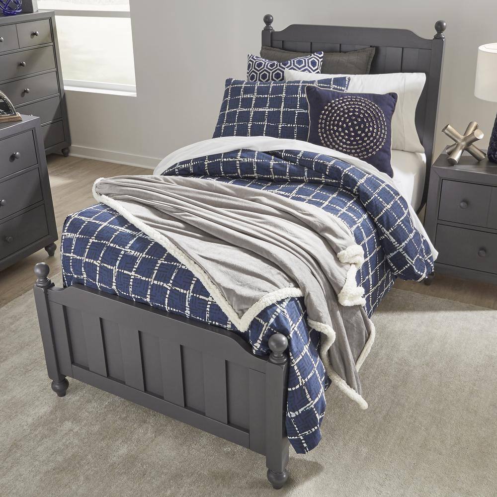 Back. Liberty Furniture Industries - Cottage View Twin Panel Bed in Dark Gray - Gray.