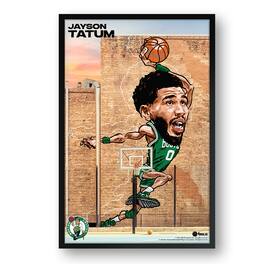 Sporticulture - Jayson Tatum Boston Celtics Framed 27" x 39" Player Caricature Art - Multicolor