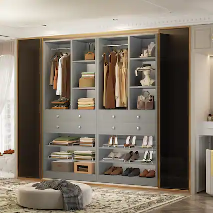 Front. Aheaplus - 55.5" Closet Organizer System (2-Pack) – Free-Standing, 1200+ LBS, Drawers & Shelves for Small Walk-In Closets - Gray.