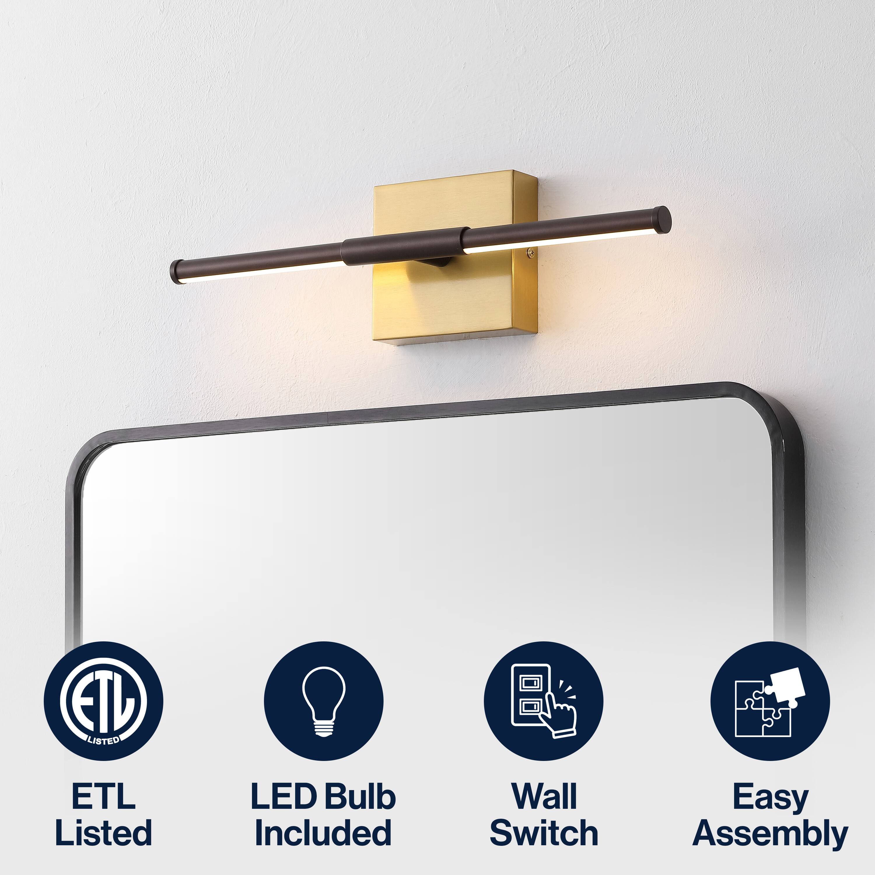ETL Listed LED Bulb Included Wall Switch Easy Assembly