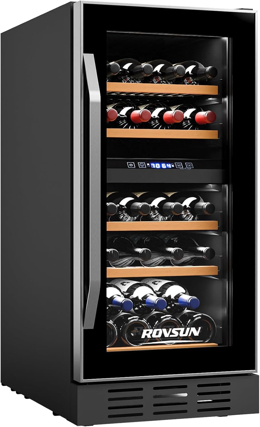 Front. Winado - Dual Zone Wine and Beverage Refrigerator, 26 Bottle Wine Fridge with Independent Temperature Control & Glass Door - Black.