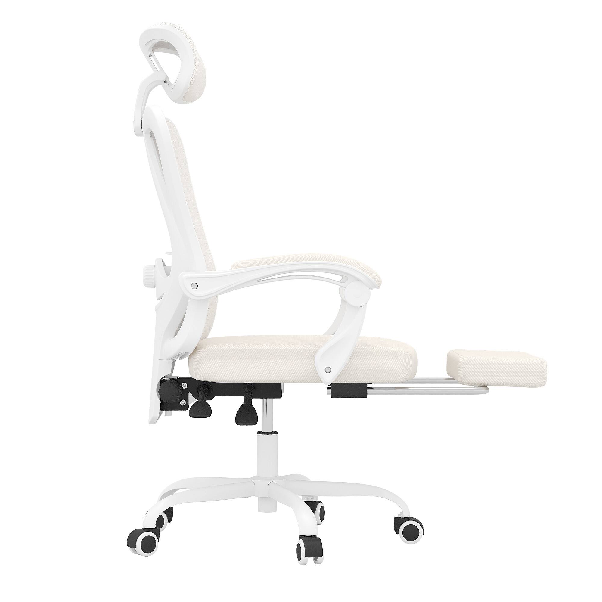 Alt View 3. Lirago - Ergonomic Mesh Office Chair with Footrest Adjustable Headrest Lumbar Support High Back Swivel Home Office - Beige.