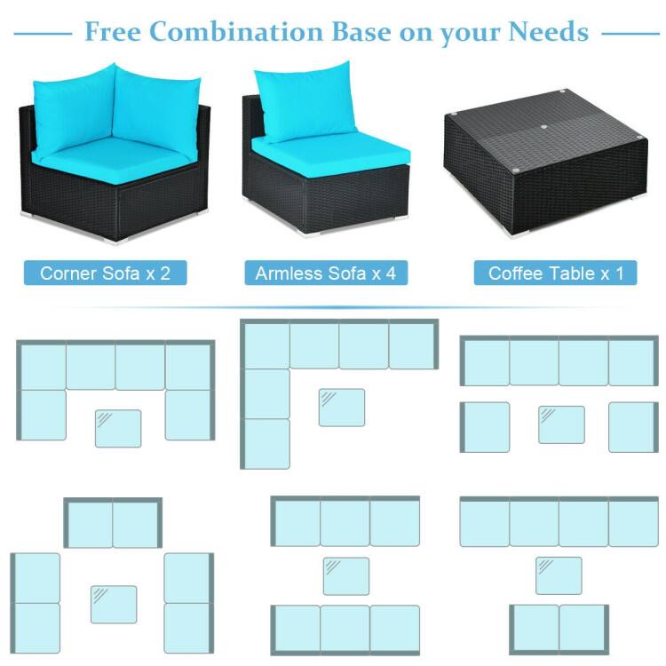 Free Combination Base on your Needs  
Corner Sofa x 2  
Armless Sofa x 4  
Coffee Table x 1
