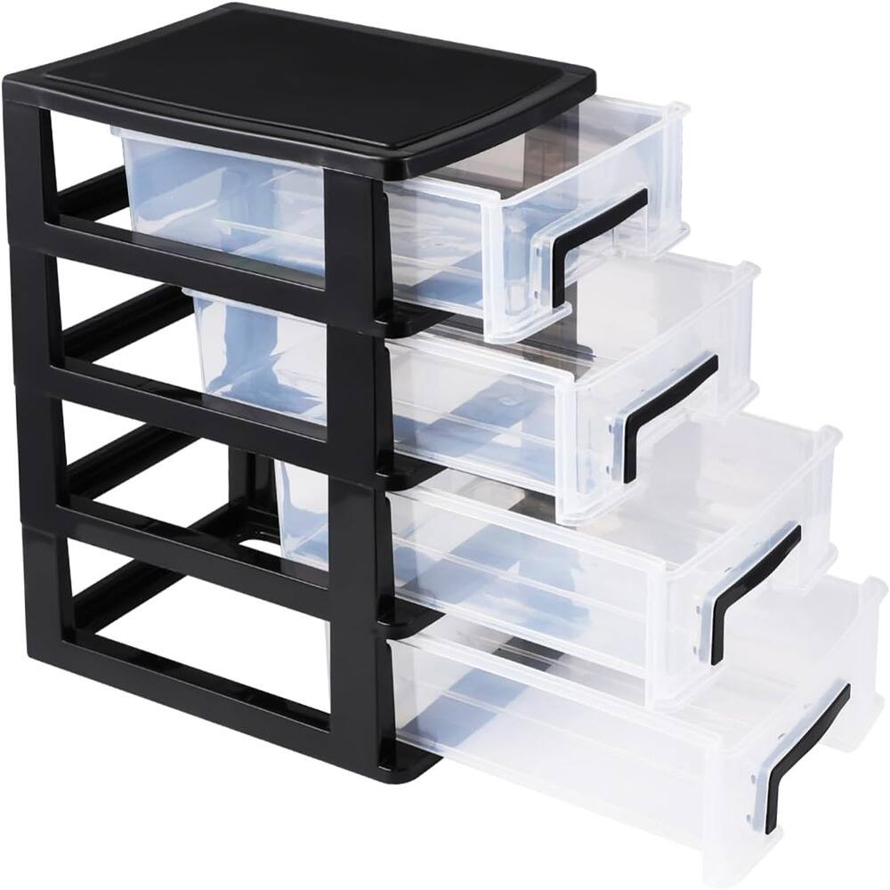 Front. RTMB - 4-Drawer Plastic Desk Organizer, Storage Cube for Office or Bathroom.