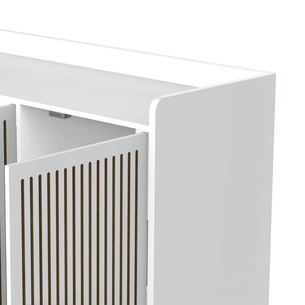 Alt View 1. Kadyn - Multi-Functional Shoe Cabinet with Stool and Adjustable Shelves - White - White.