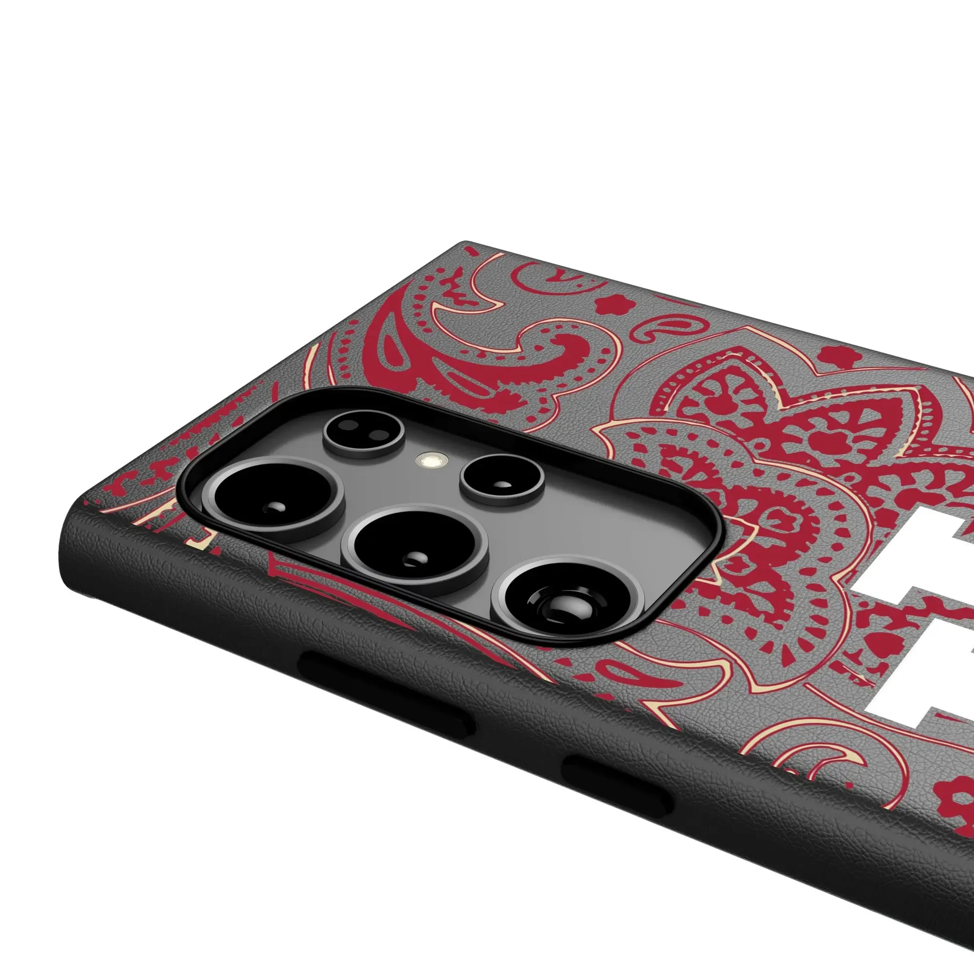 Alt View 3. Keyscaper - Indiana Hoosiers Paisley Galaxy Magnetic Bump Case - S24 Ultra - Black.