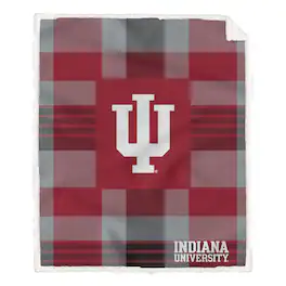 Pegasus - Indiana Hoosiers 60" x 70" Plaid Steel Royal Plush Sherpa Blanket - Multicolor