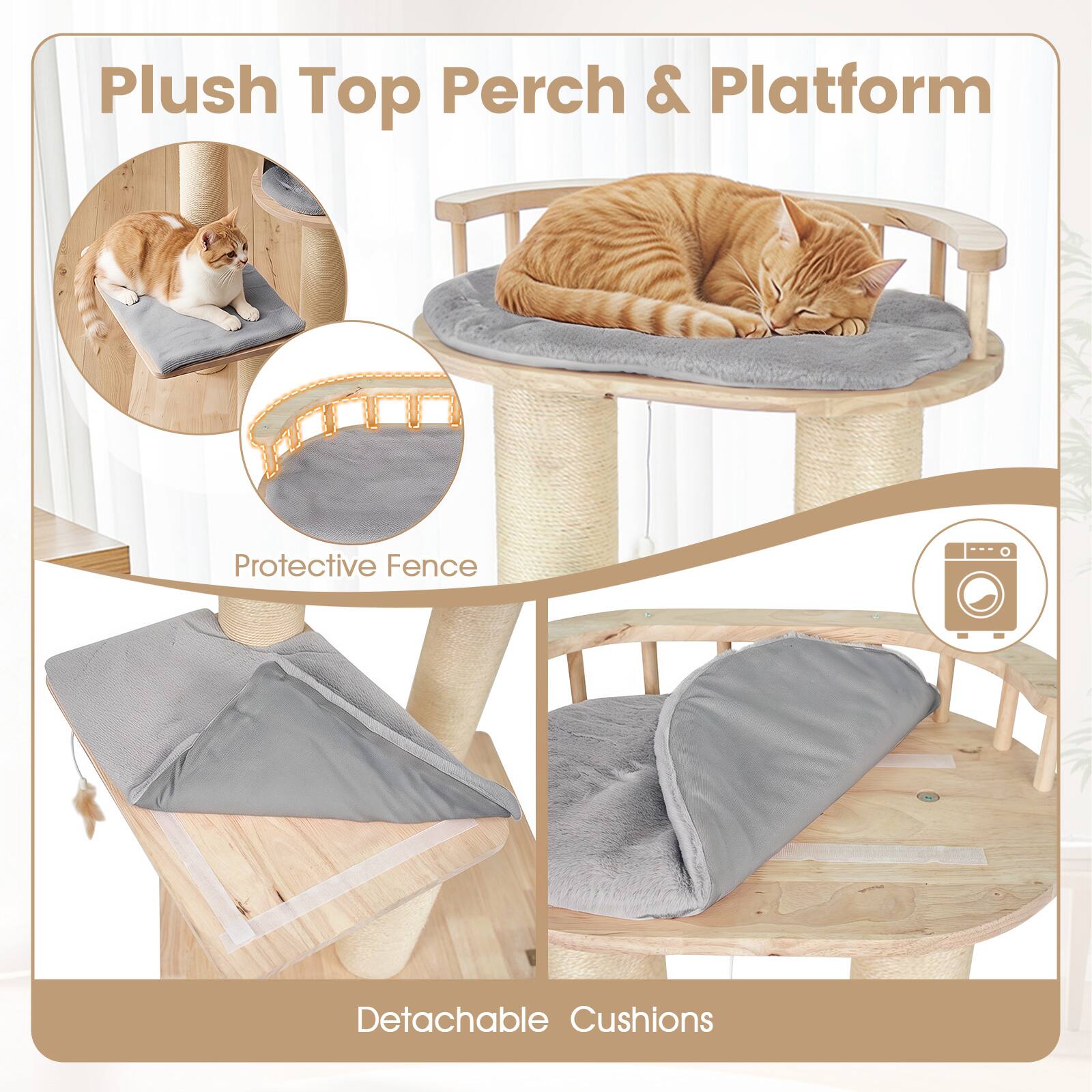 Plush Top Perch & Platform

Protective Fence

Detachable Cushions