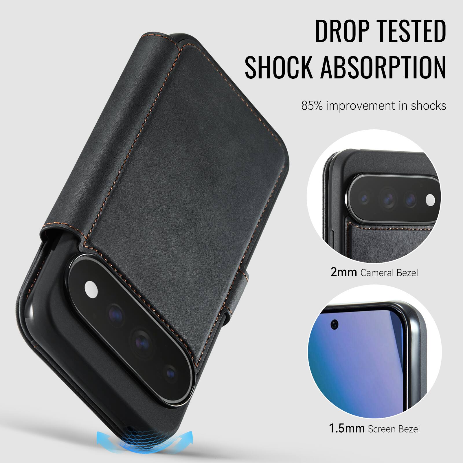 DROP TESTED SHOCK ABSORPTION  
85% improvement in shocks  
2mm Camera Bezel  
1.5mm Screen Bezel
