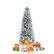 Alt View 21. Costway - 6.5ft Snow-Flocked Hinged Artificial Christmas Pencil Tree w/ 829 Mixed Tips - Green/White.