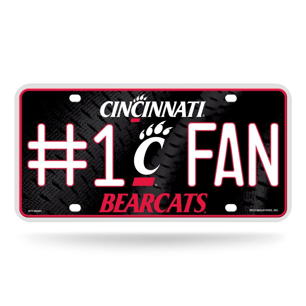 Rico Industries - Cincinnati Bearcats #1 Fan Metal License Plate Tag - Number One! Let's Go - Multi
