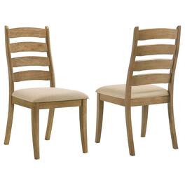 Manhattan Lane - Danie Dining Side Chair Set of 2, Ladderback, Brown Wood, Beige Fabric - Brown, Beige