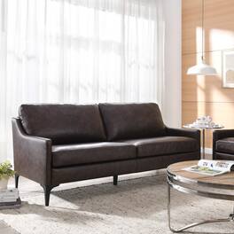 Corland Leather Sofa by Modway - Brown