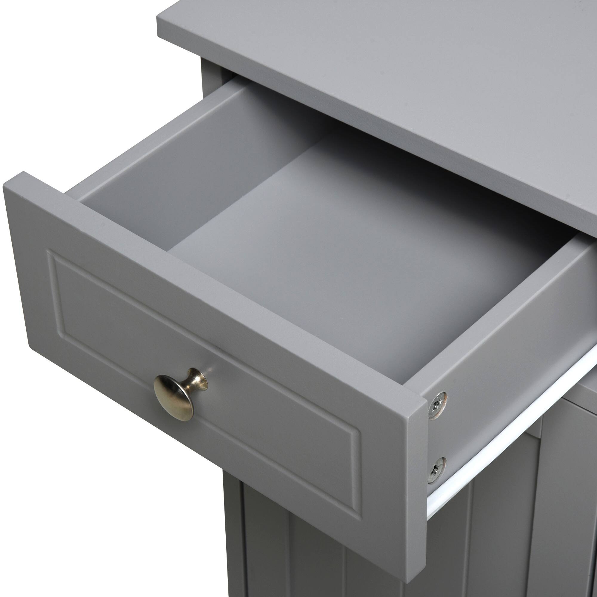 Alt View 7. Kleankin - Freestanding Bathroom Floor Cabinet, Wooden Bathroom Cabinet with 2 Doors, 2 Drawers and Adjustable Shelf - Grey.