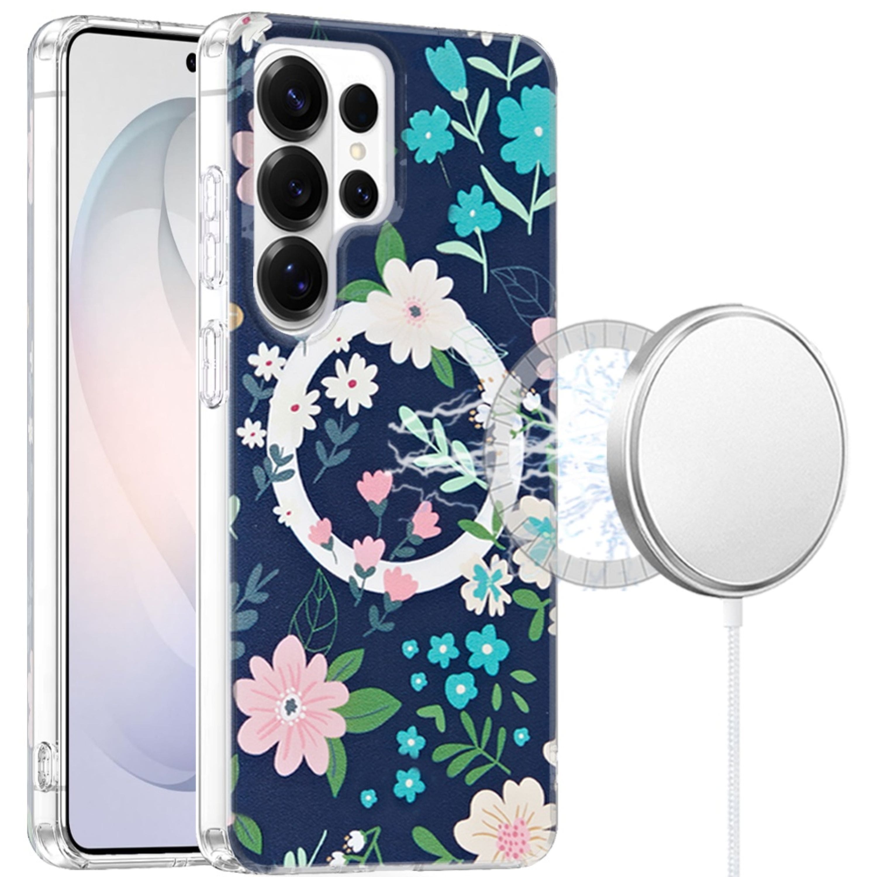 Kitcheniva - Dual Layer Magnetic Circle Case With Tempered Glass For Samsung Galaxy S26 Ultra Galaxy Floral - Multicolor