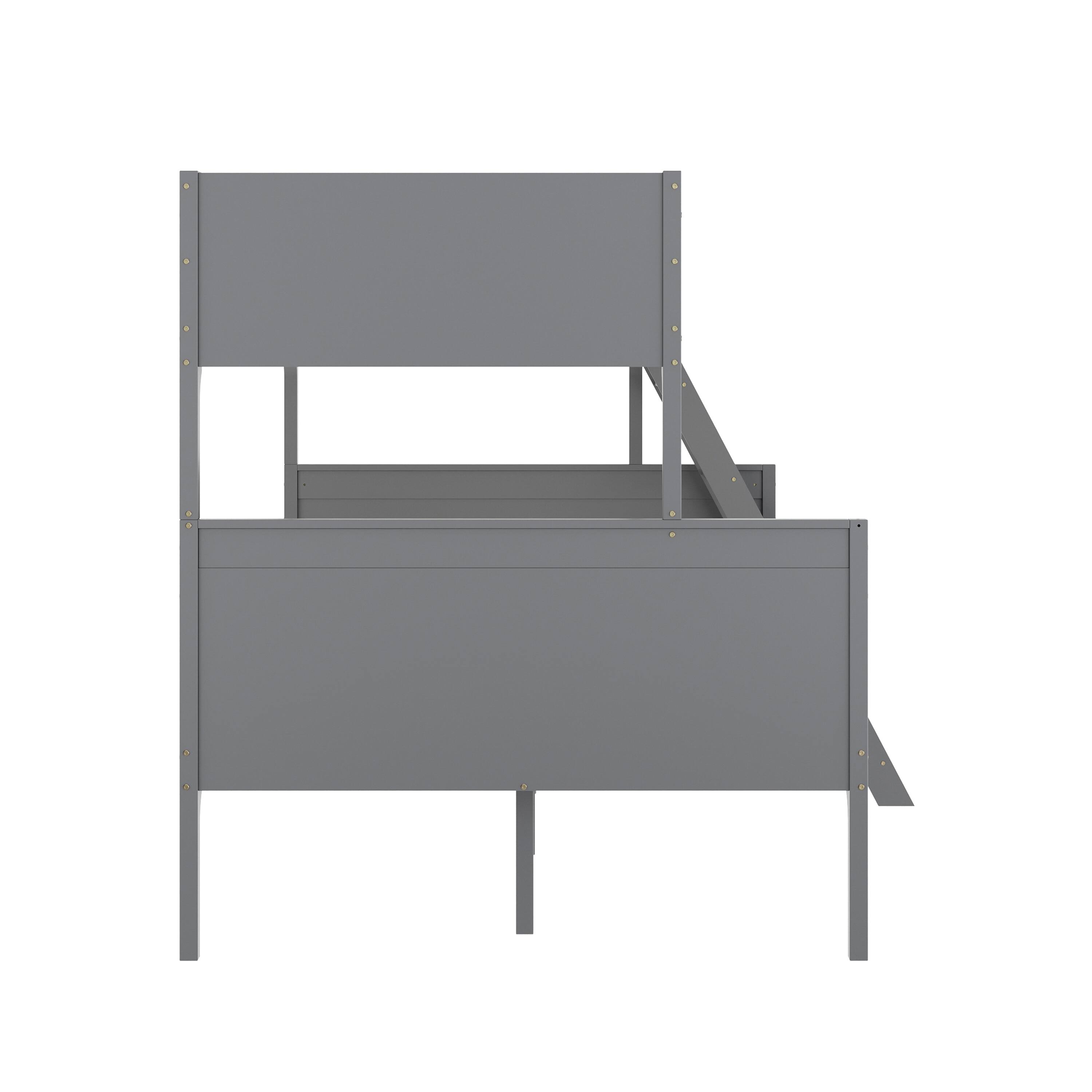 Alt View 8. Emma + Oliver - Samuel Kids Bunk Bed with Convertible, Solid Wood Slatted Frame and Easy-to-Climb Ladder with No Box Spring Required - Gray.