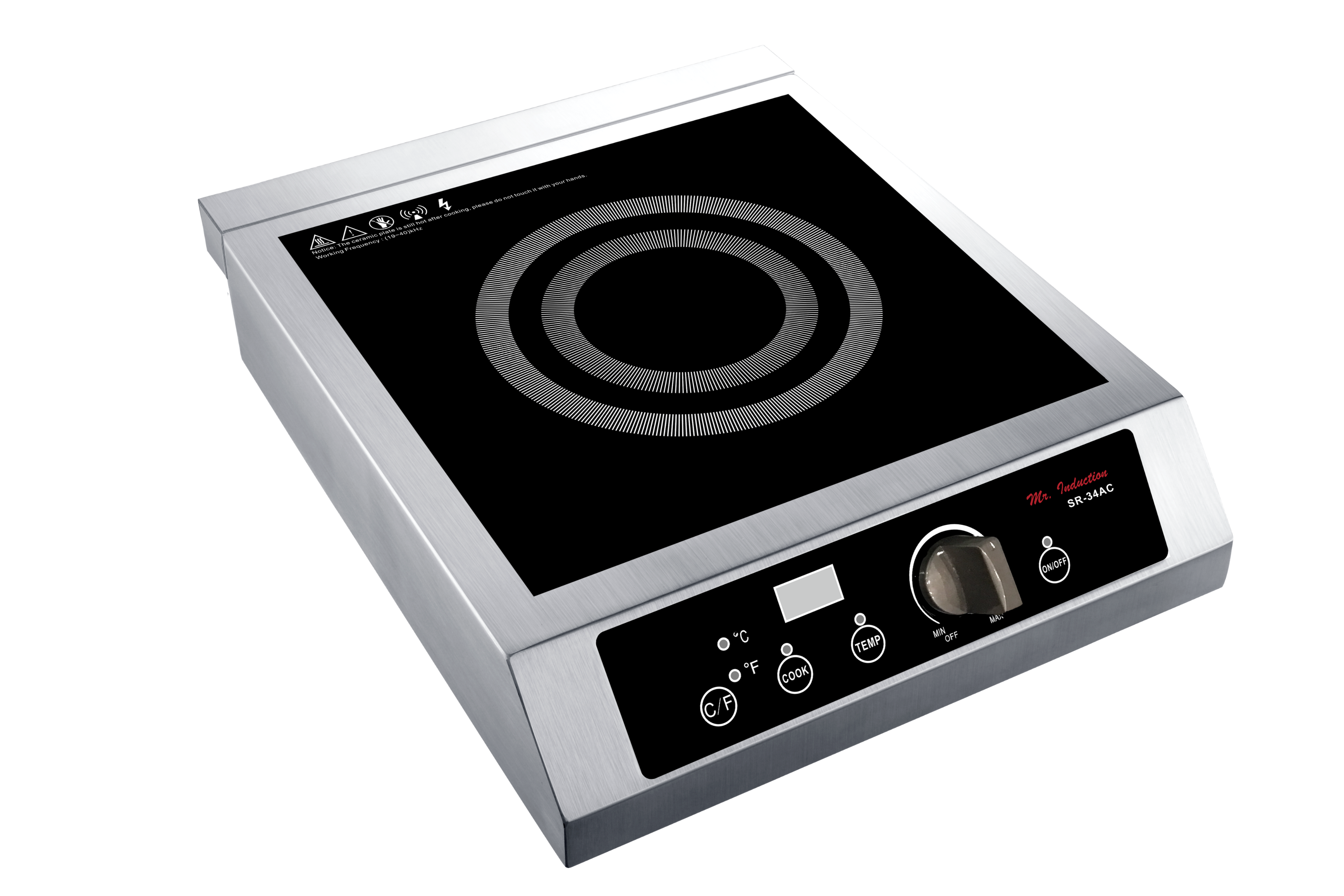 Mr. Induction SR-34AC

ON/OFF

C/F

COOK

TEMP

MIN OFF MAX