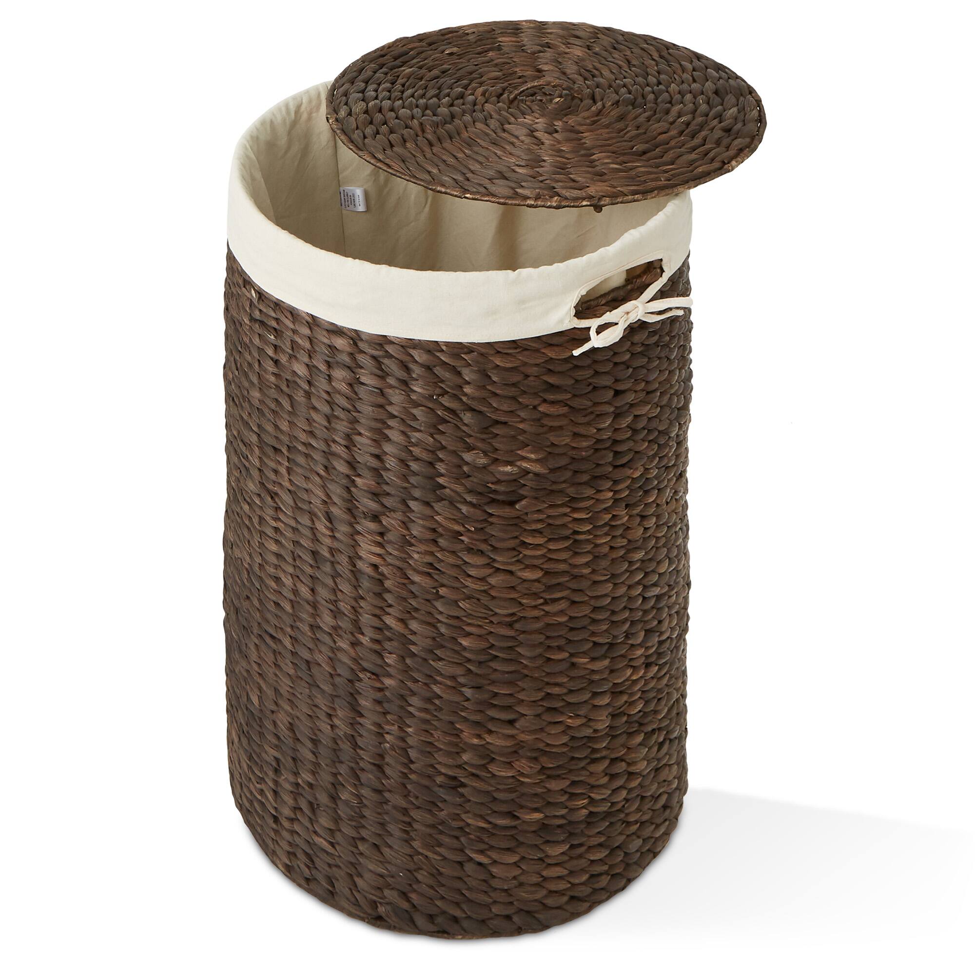 Alt View 4. Casafield - Round Laundry Hamper Basket with Lid and Liner for Clothes - Espresso.