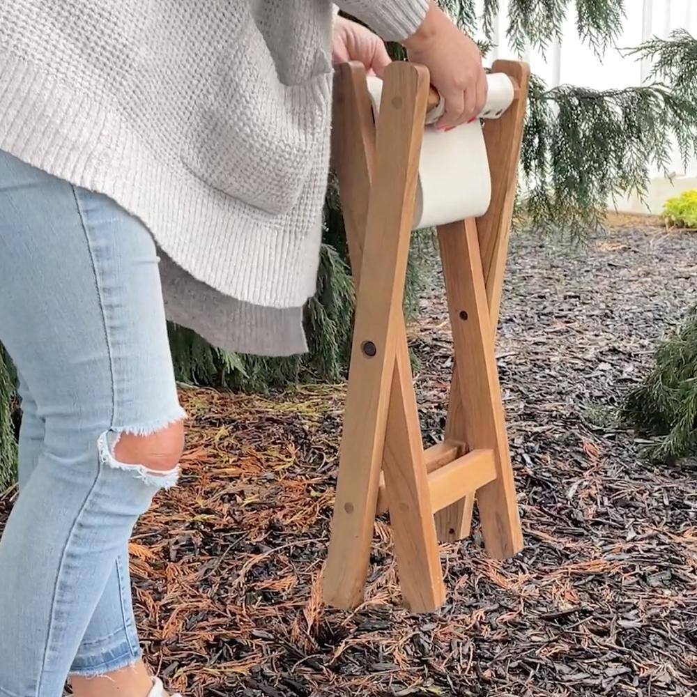 Back. AmeriHome - AmeriHome Acacia and Canvas Folding Stool - Brown/Natural.