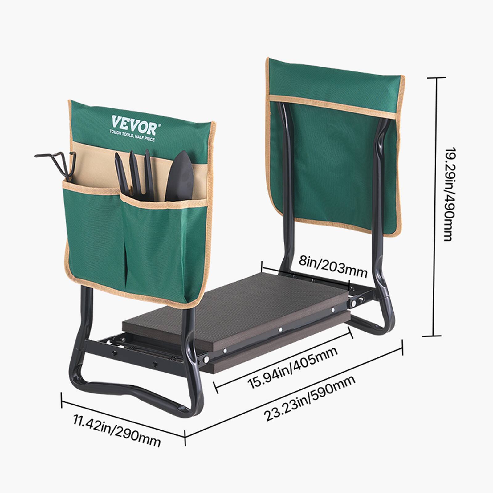 TOUGH TOOL, HALF PRICE

VEVOR

8in/203mm  
19.29in/490mm  
11.42in/290mm  
15.94in/405mm  
23.23in/590mm