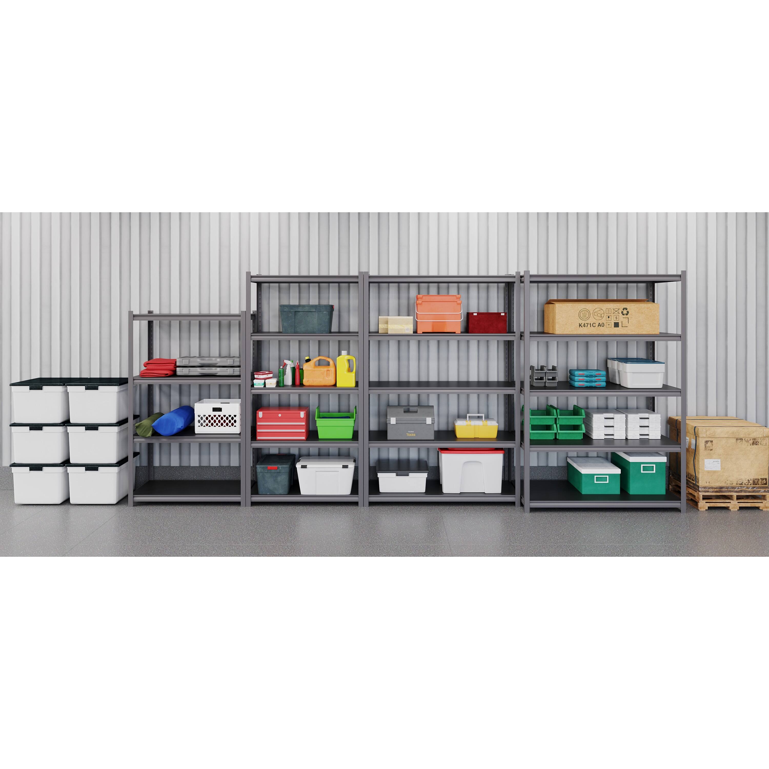 Alt View 15. Iron Horse - 3200 Riveted Steel Shelving 4-Shelf Unit, 18D x 36W x 60H - Gunmetal Gray - Black.