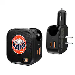 Keyscaper - Houston Astros Team Logo Dual Port USB Car & Home Charger - Multicolor