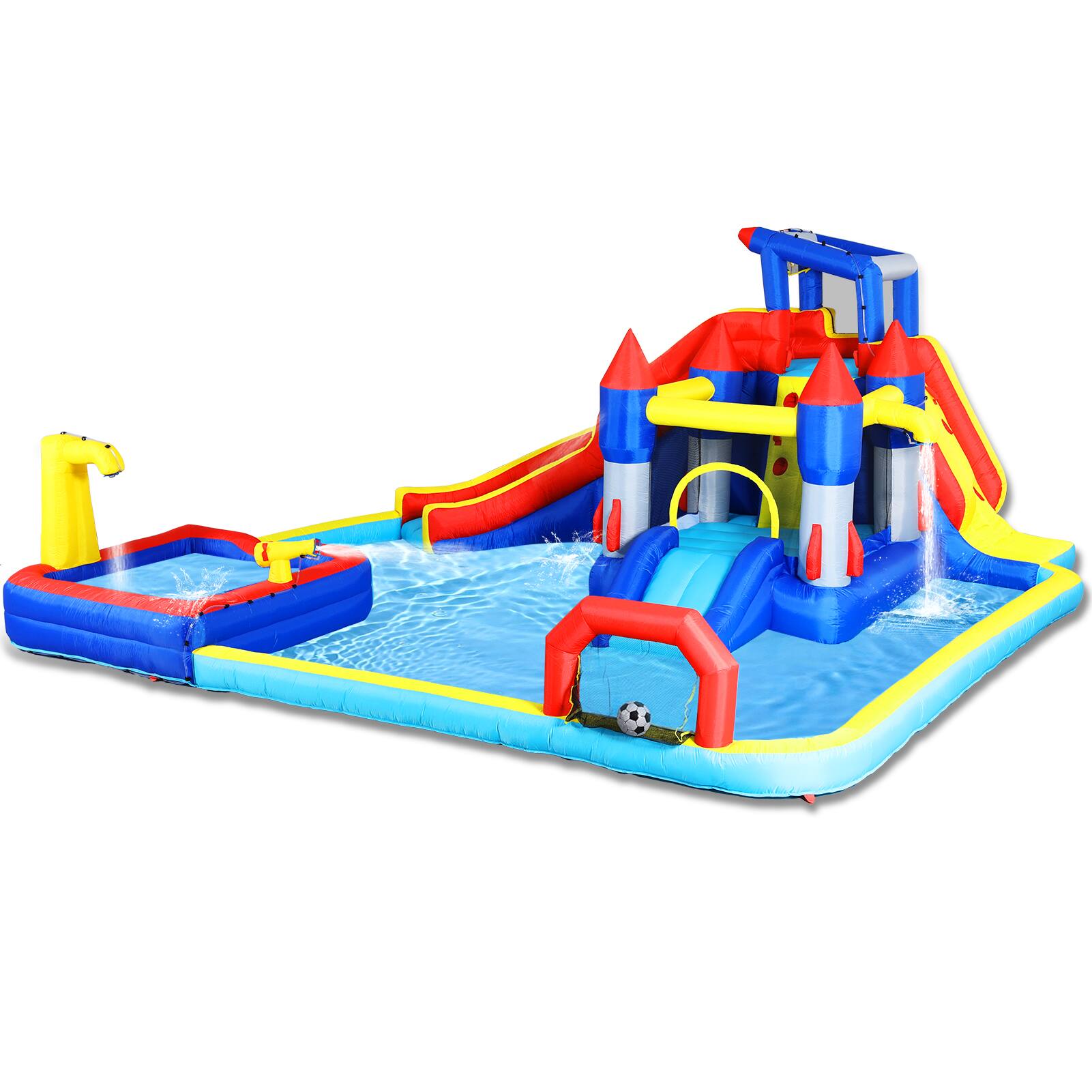 Alt View 9. Loheer - Loheer 10 in 1 Inflatable Water Park Bouncing House with Dual Splash Pools Climbing Wall and Water Gun for Kids Backyard.