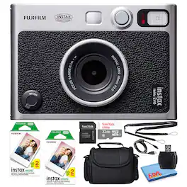 Fujifilm - Instax Mini EVO Instant Film Camera with 40 Films + 32GB Card - Black